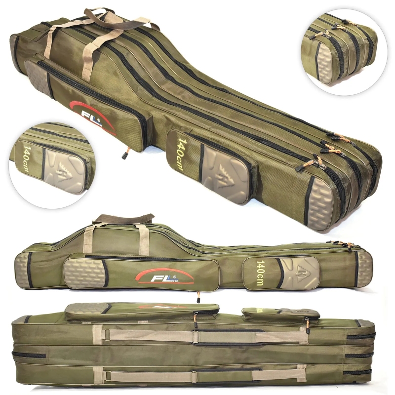 Pokrowiec wędkarski 3 komory usztywniany 85cm olive