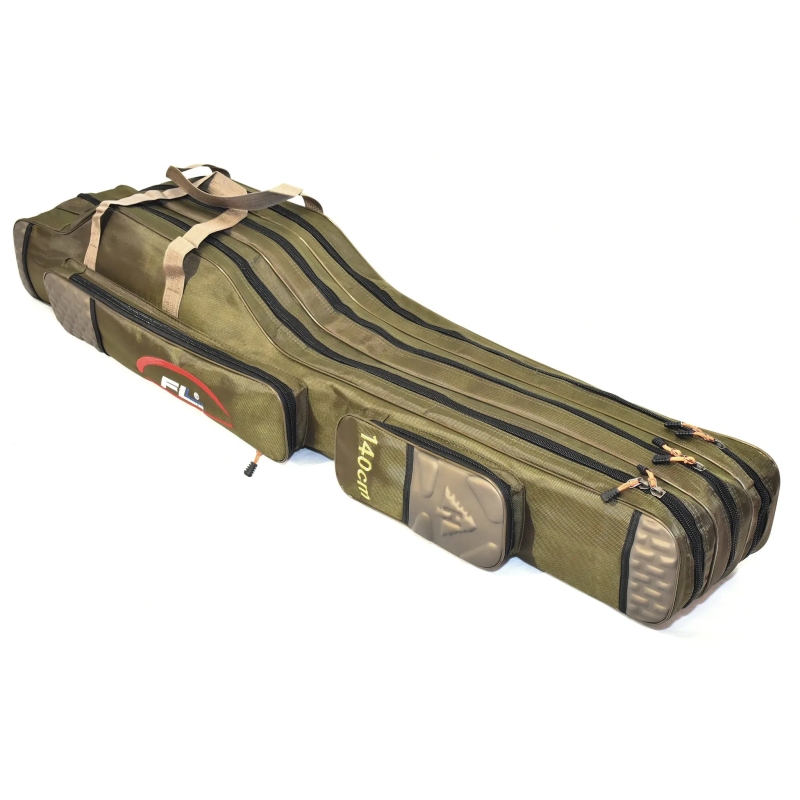 Pokrowiec wędkarski 3 komory usztywniany 135cm olive
