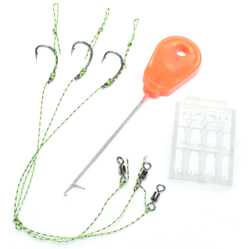 Zestaw karpiowy igła stopery przypony hak 8