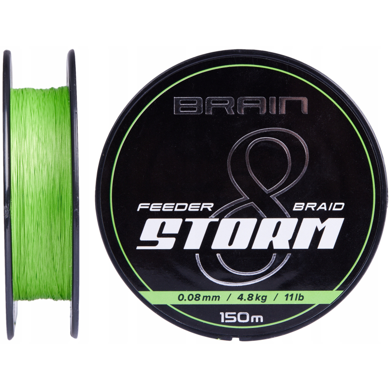Brain plecionka storm 8x lime 0.18mm 150m 12.2kg