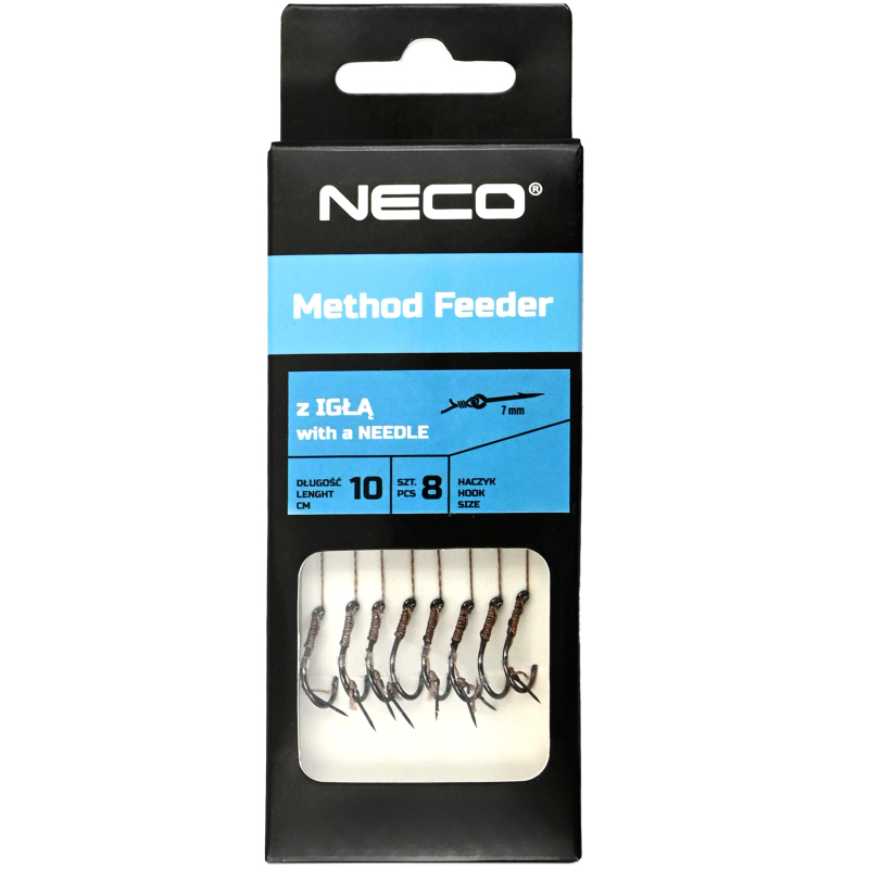 Przypony do method feeder na plecionce wiązane z igłą hak nr 10