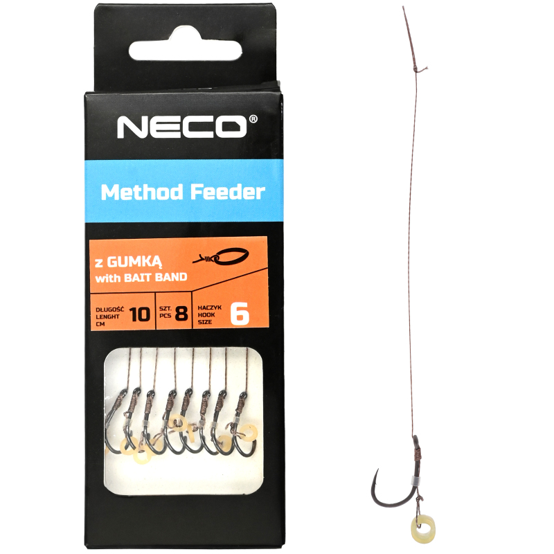 Przypony do method feeder na plecionce wiązane z gumką hak nr 10 Przypony do method feeder na plecionce wiązane z gumką hak nr 10