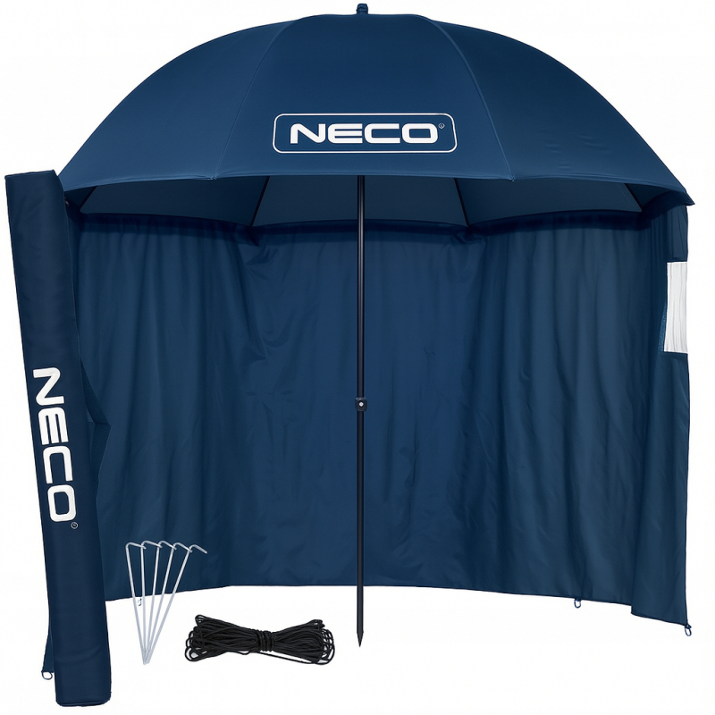 PARASOL NAMIOT WĘDKARSKI WODOSZCZELNY Z OSŁONĄ 220CM NECO NIEBIESKI
