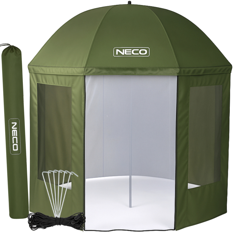 Parasol wędkarski cały zamykany z moskitierą Neco Pro 250cm