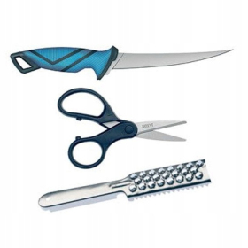 Zestaw do filetowania ryb Jaxon - nóż + nożyczki + skrobaczka