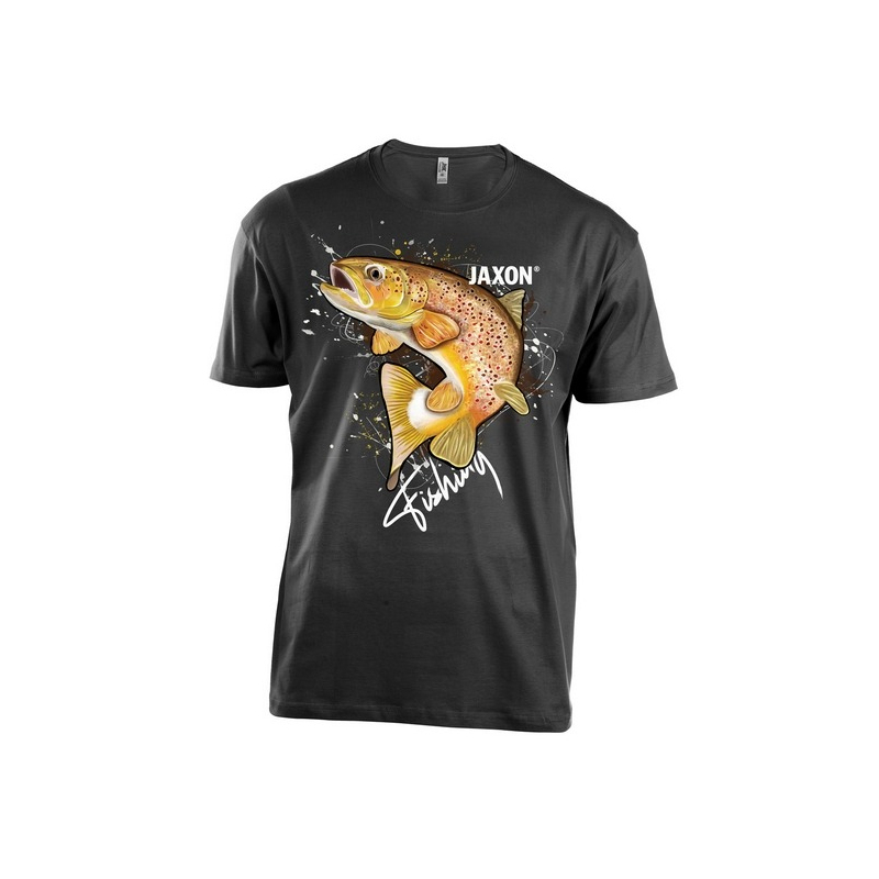 Koszulka Jaxon Nature czarna pstrąg rozm. M