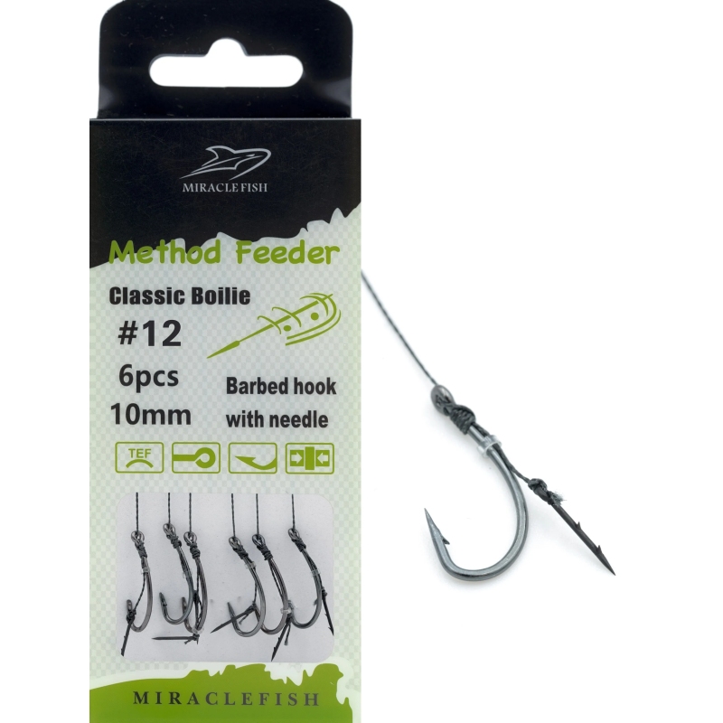 Przypony haki teflonowe method feeder z igłą r12