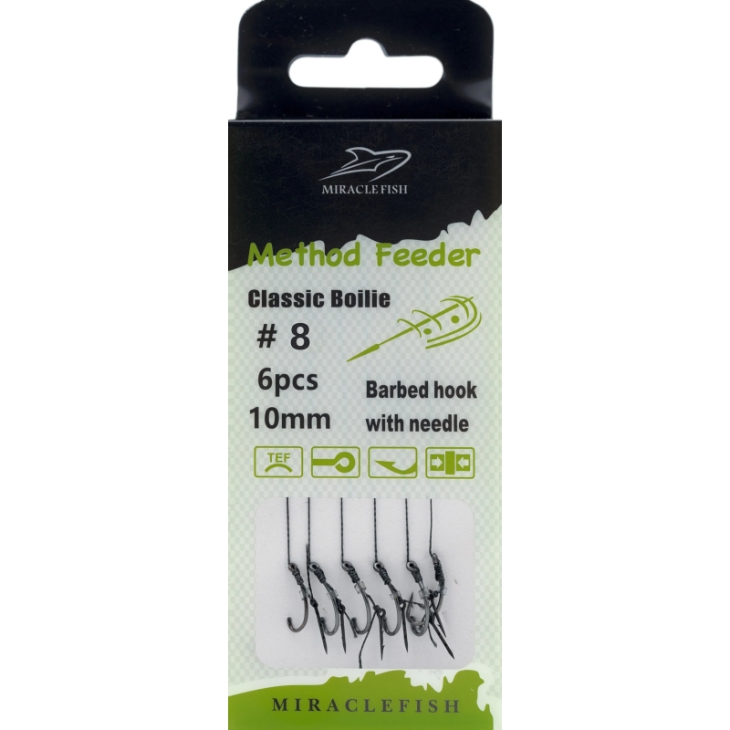 Przypony haki teflonowe method feeder z igłą r8