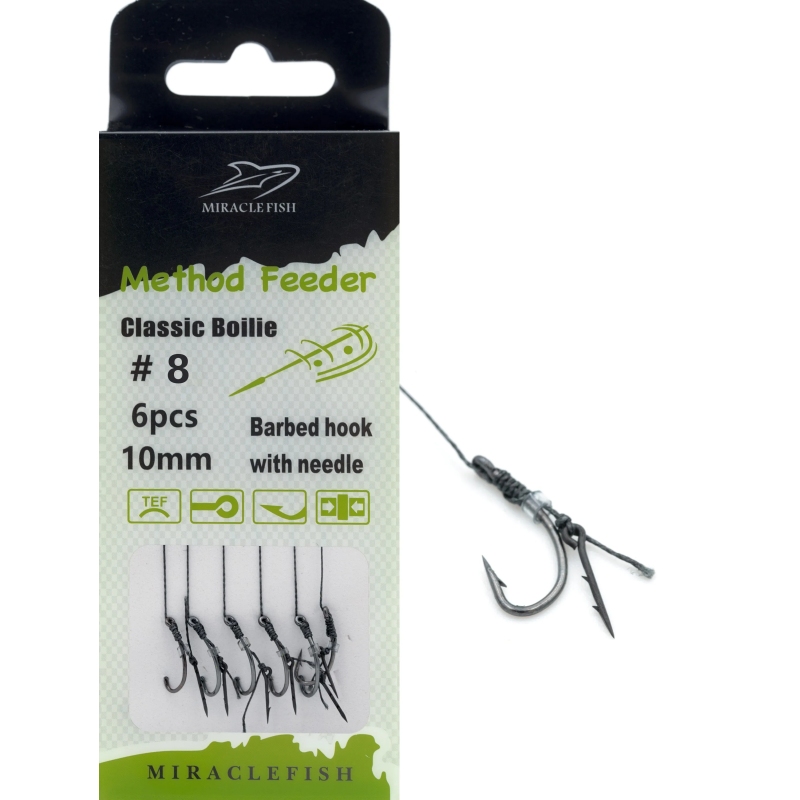 Przypony haki teflonowe method feeder z igłą r8