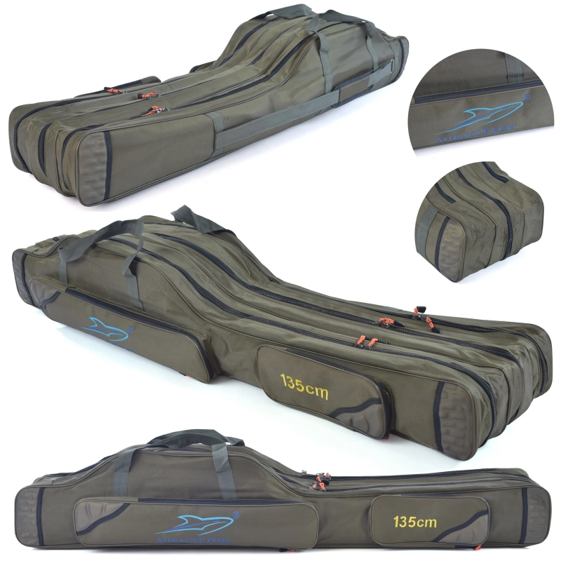 Pokrowiec wędkarski wzmacniany zielony 3 komory 135cm