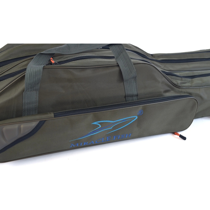 Pokrowiec wędkarski wzmacniany zielony 3 komory 135cm