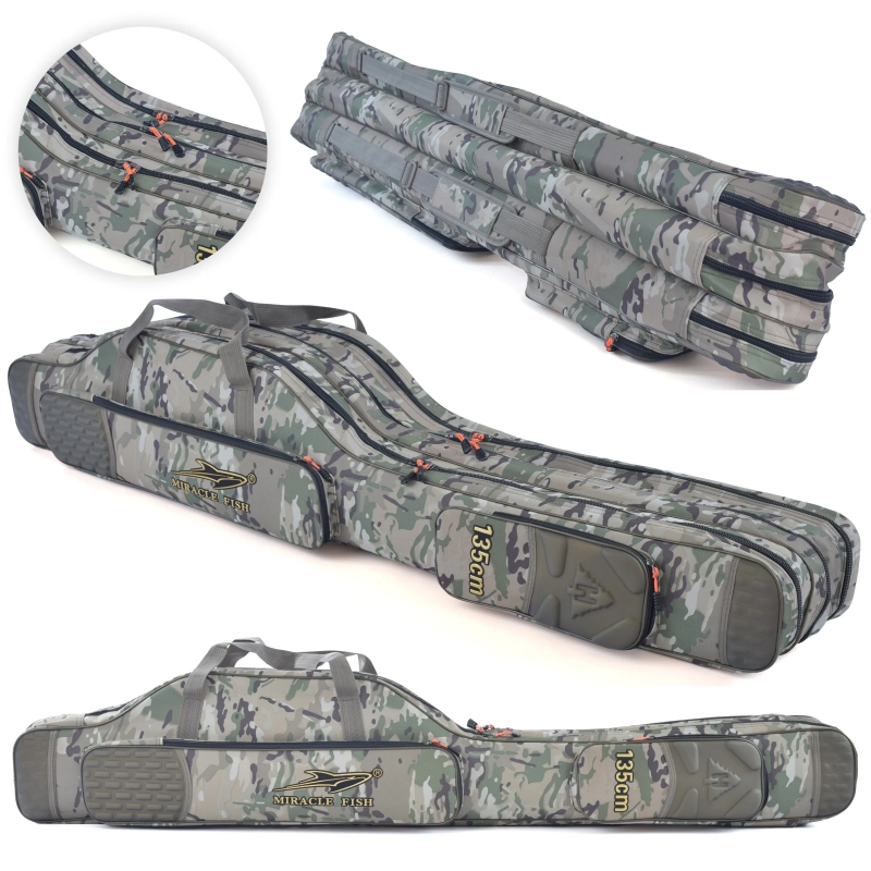 Pokrowiec wędkarski wzmacniany moro 3 komory 135cm