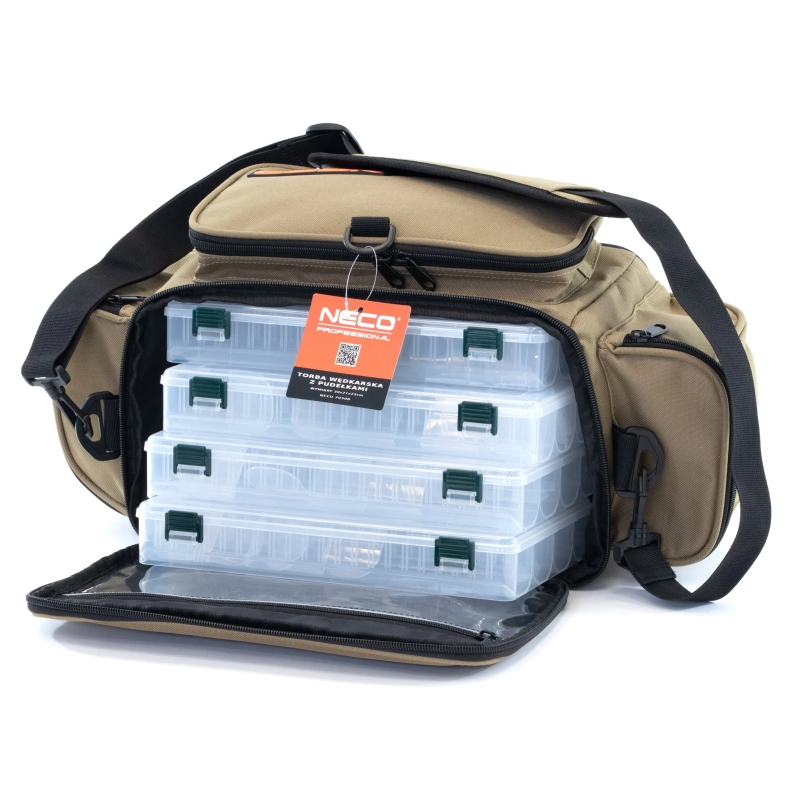 Torba wędkarska neco z 4 pudełkami 30x21x22cm