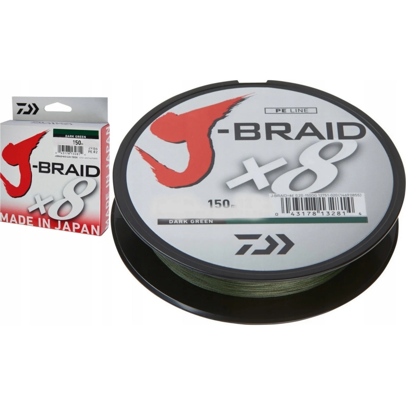 DAIWA PLECIONKA J-BRAID X8 0,10MM 150M C ZIELONA DAIWA PLECIONKA J-BRAID X8 0,10MM 150M C ZIELONA