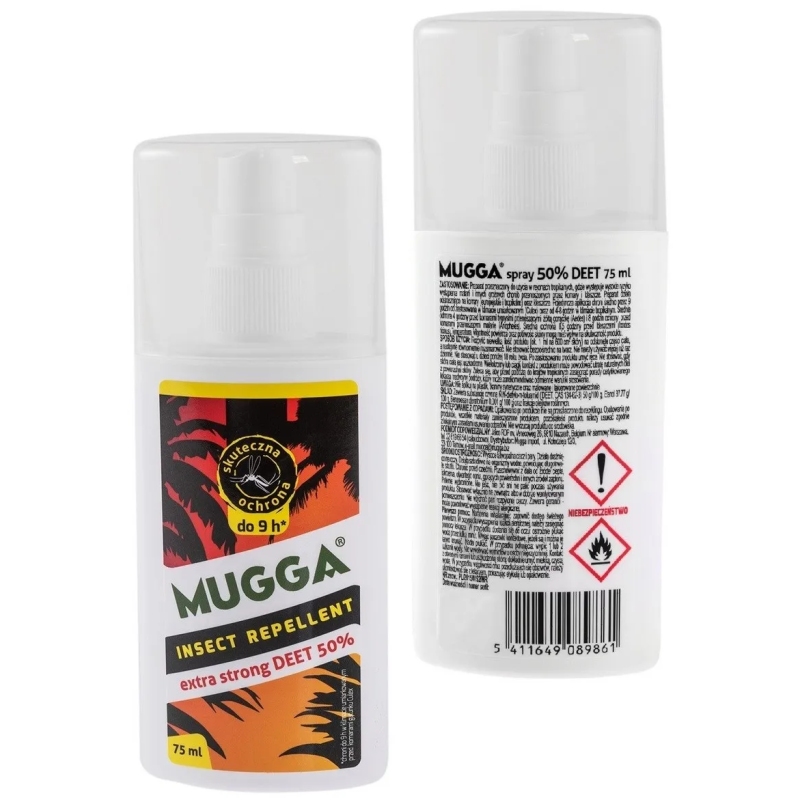 MUGGA SPRAY 50% DEET NA KOMARY I KLESZCZE STRONG