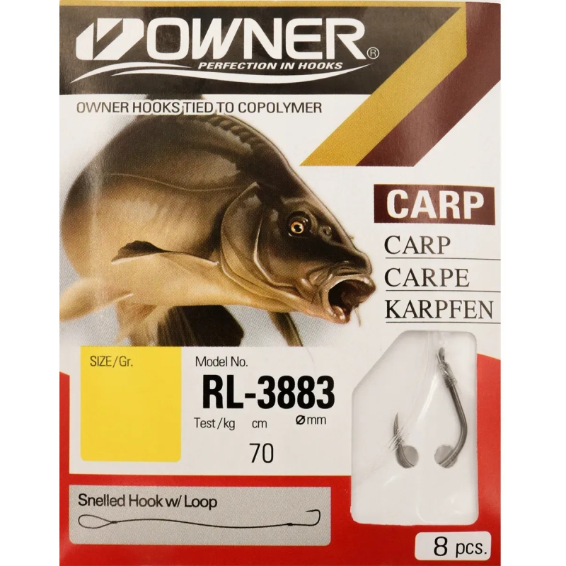 Haczyki OWNER Iseama Carp nr 8 z przyponem 0,18mm