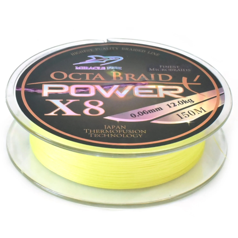 Plecionka octa braid power x8 yellow 0,10mm 150m