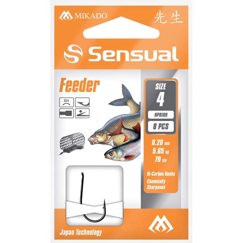 PRZYPONY WIĄZANE FEEDER 8BN/0.16mm/70cm